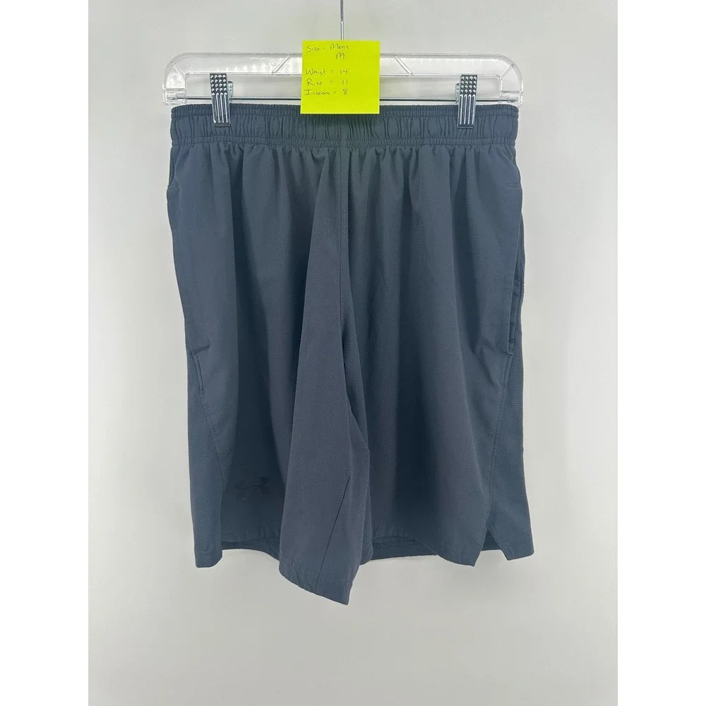 Under Armour Mens Medium Gray Fitted Athletic Training Shorts Grid Texture 8in